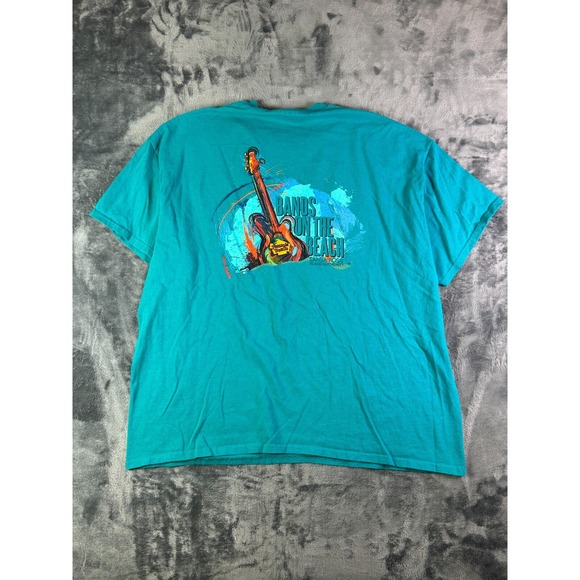 Bands on the Beach T-Shirt 2XL Gildan Teal Guitar Graphic Santa Rosa Florida - Picture 1 of 7